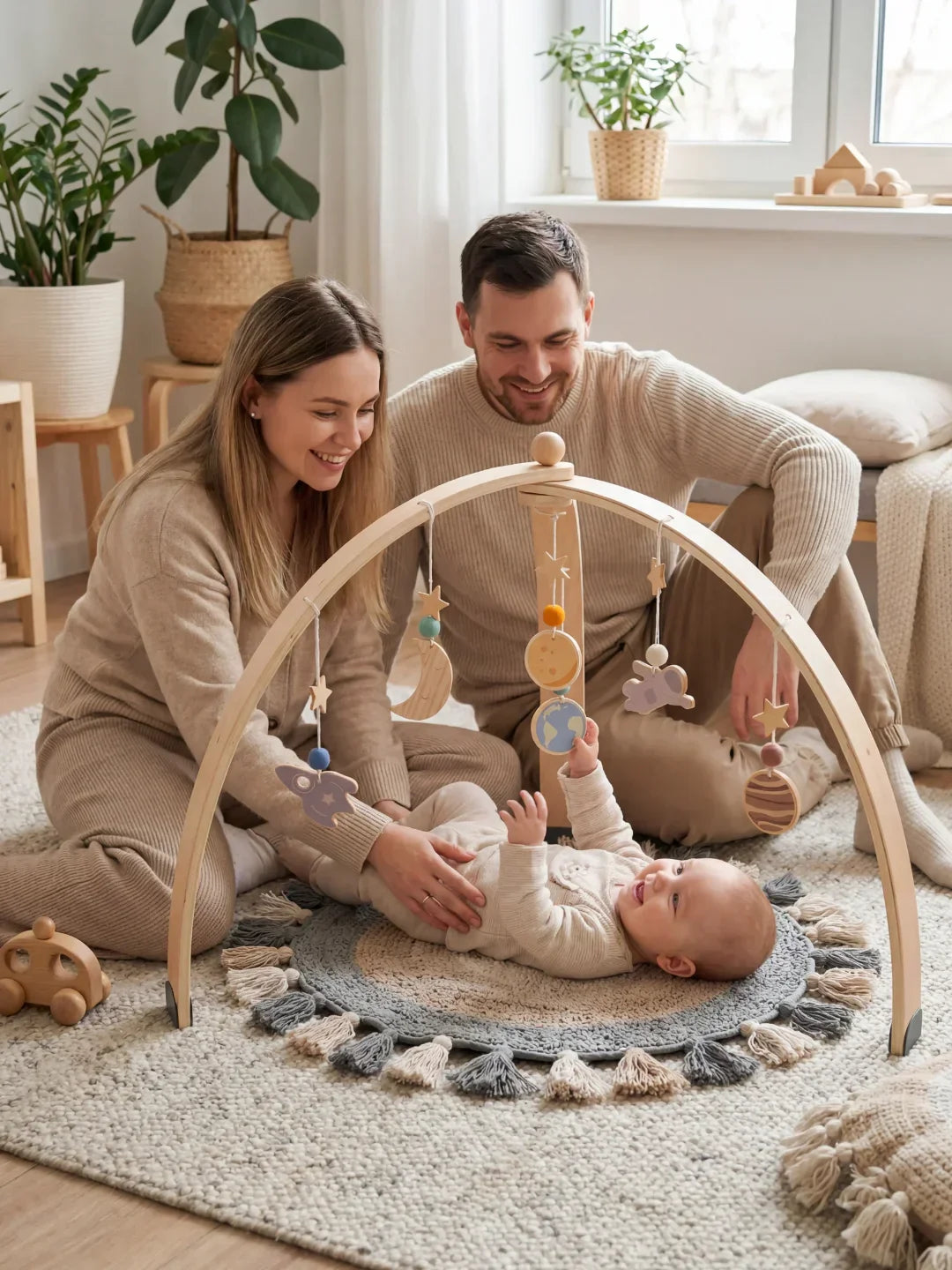 Premium Space Theme Wooden Baby Play Gym
