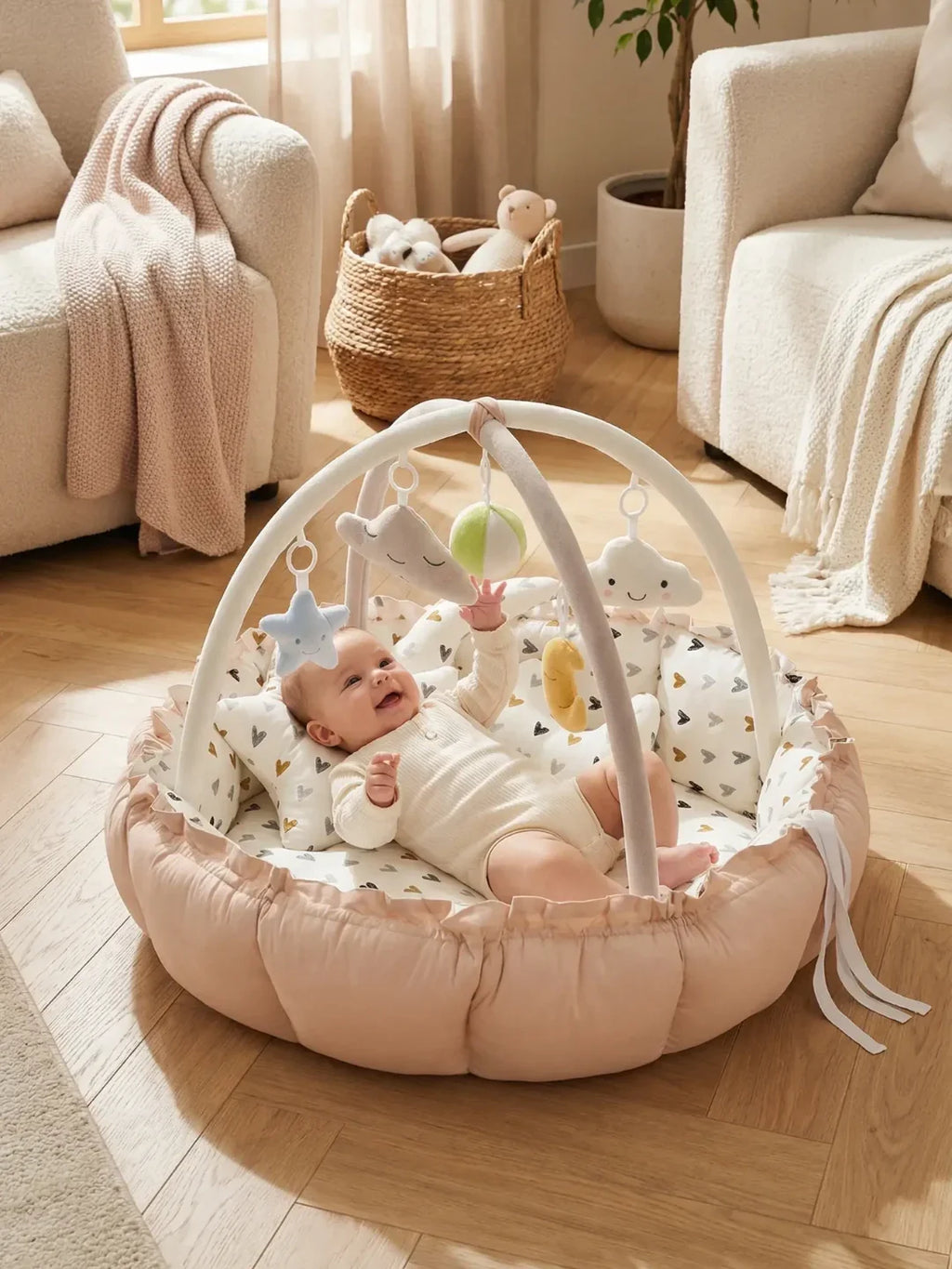 2-in-1 Play Mat and Sensory Arch – Floor Gym for Baby's First Year