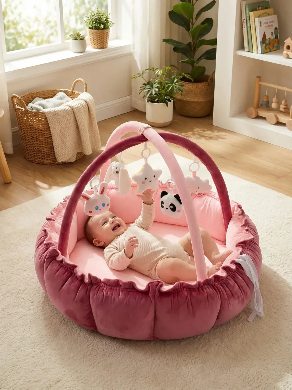 2-in-1 Play Mat and Sensory Arch – Floor Gym for Baby's First Year
