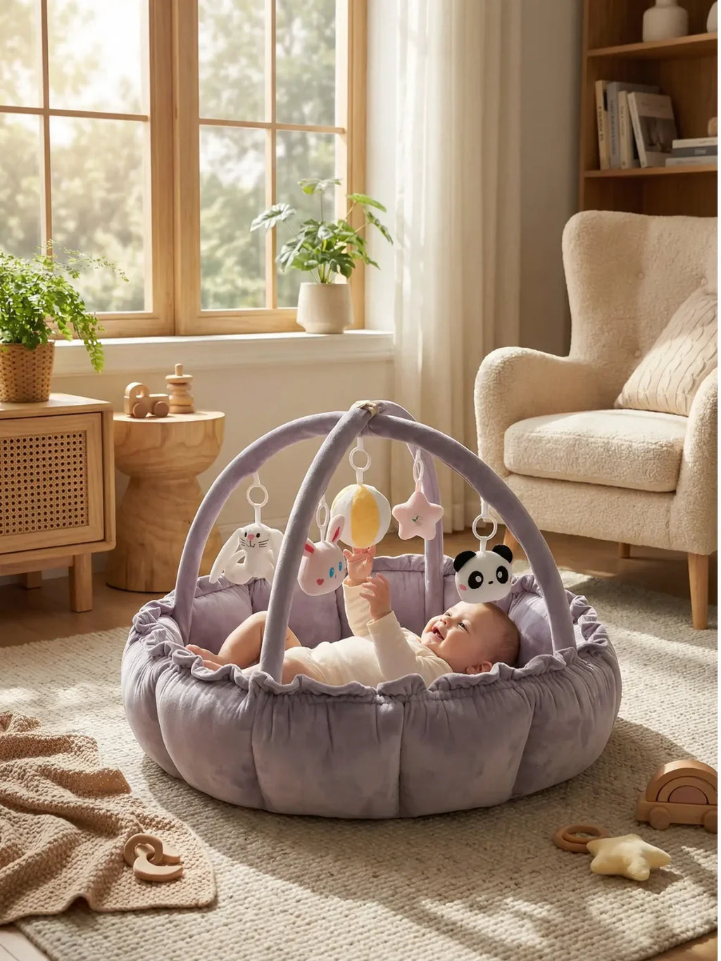 2-in-1 Play Mat and Sensory Arch – Floor Gym for Baby's First Year