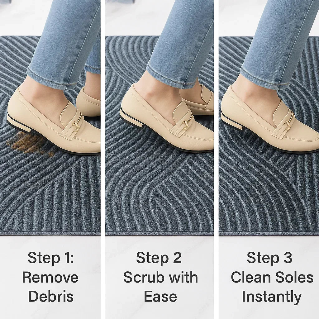 TerraGuard Pro csúszásmentes lábtörlő beltéri és kültéri használatra, amely csapdába ejti a koszt