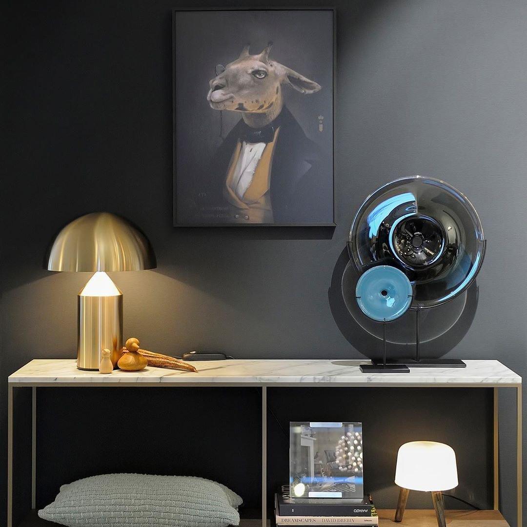 Atollo | Lunaro Sculptural Metal Table Lamp In Italian Style
