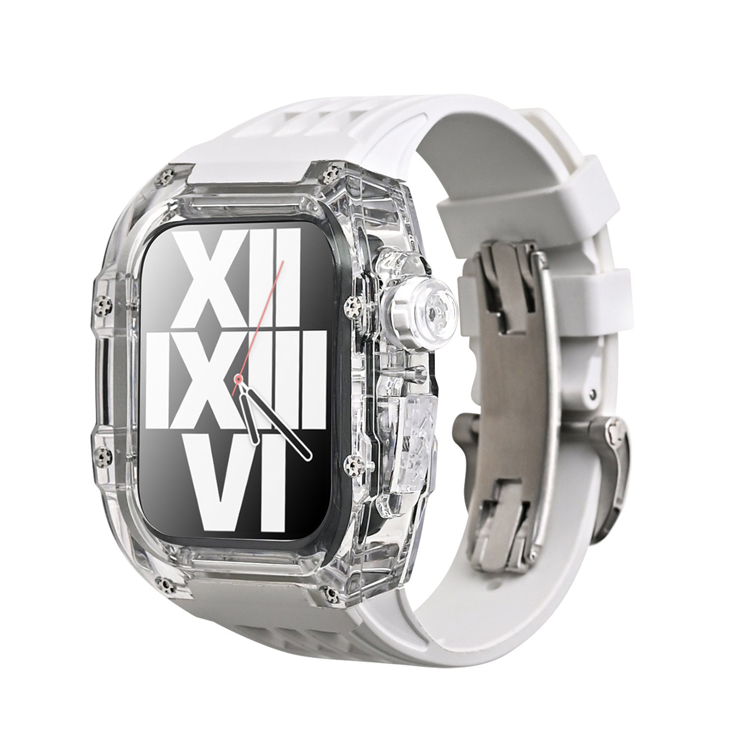 Serie Korvel Glacier V30 | Kit de actualización con caja transparente y banda de fluororubber para Apple Watch | Petprovac