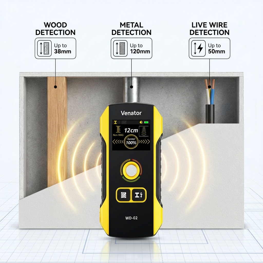 Advanced Wall Scanner for Stud, Metal & Live Wire Detection