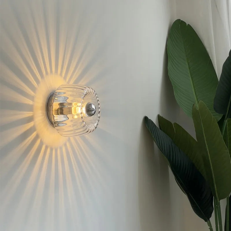 Skjold Nordic Bauhaus Wall Light In Glass Metal Finish