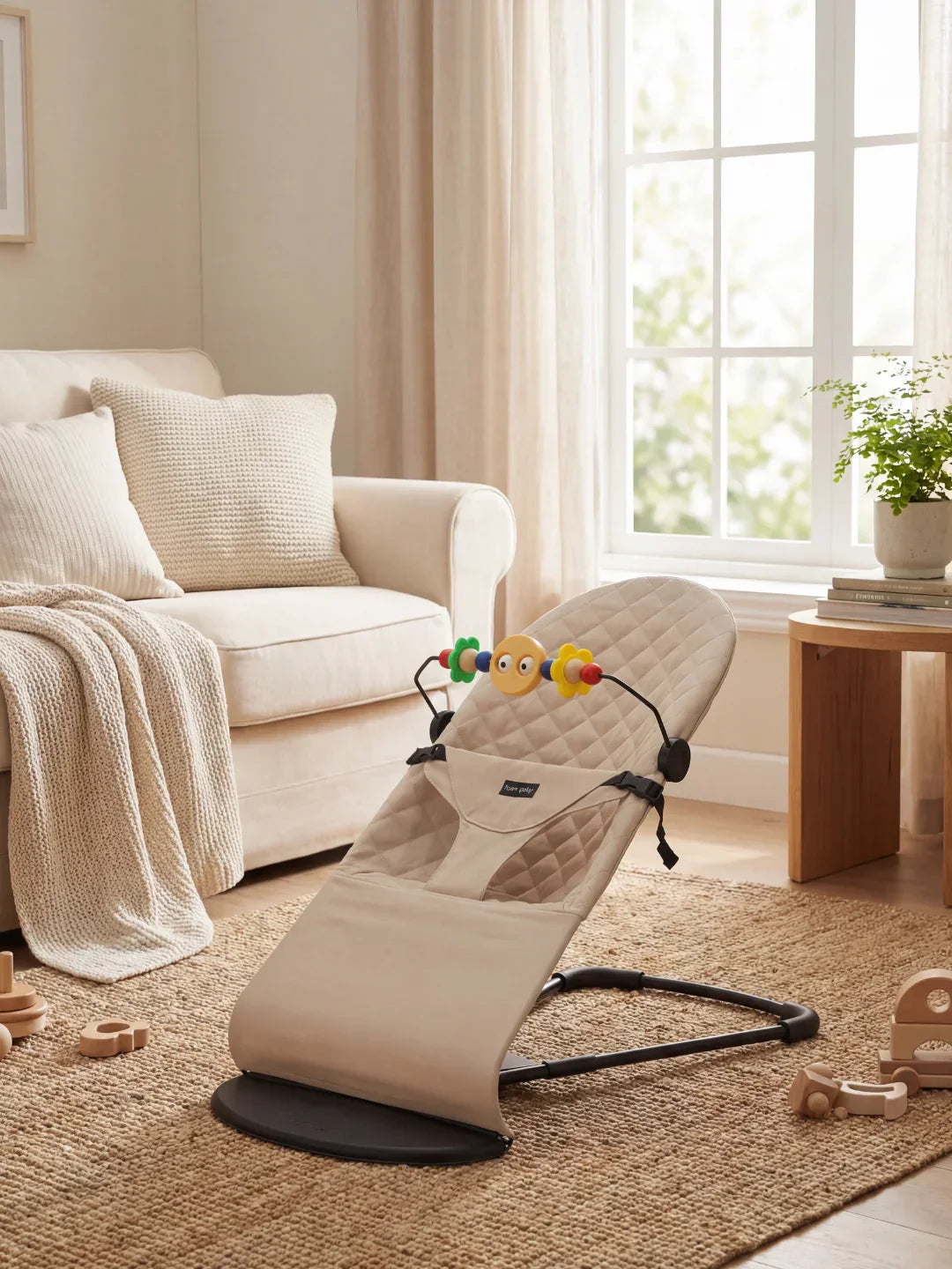 Foldable Baby Bouncer with Interactive Toy Arch