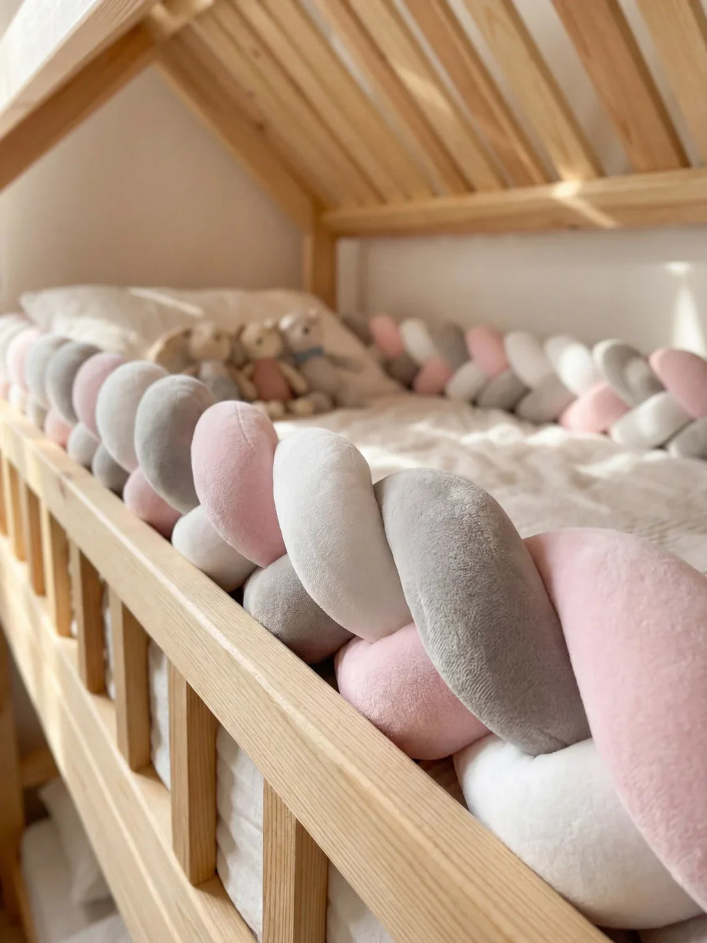 Terracotta Velvet Braided Baby Bed Bumper