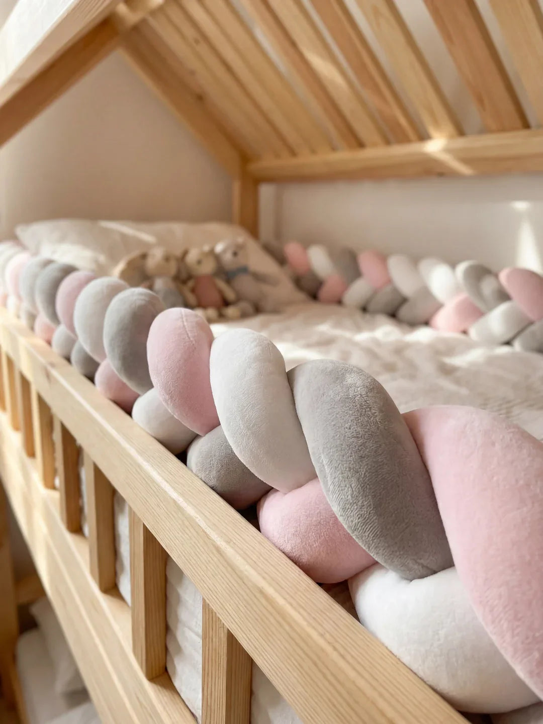 Terracotta Velvet Braided Baby Bed Bumper