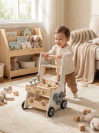 2-in-1 Wooden Workbench Baby Push Walker