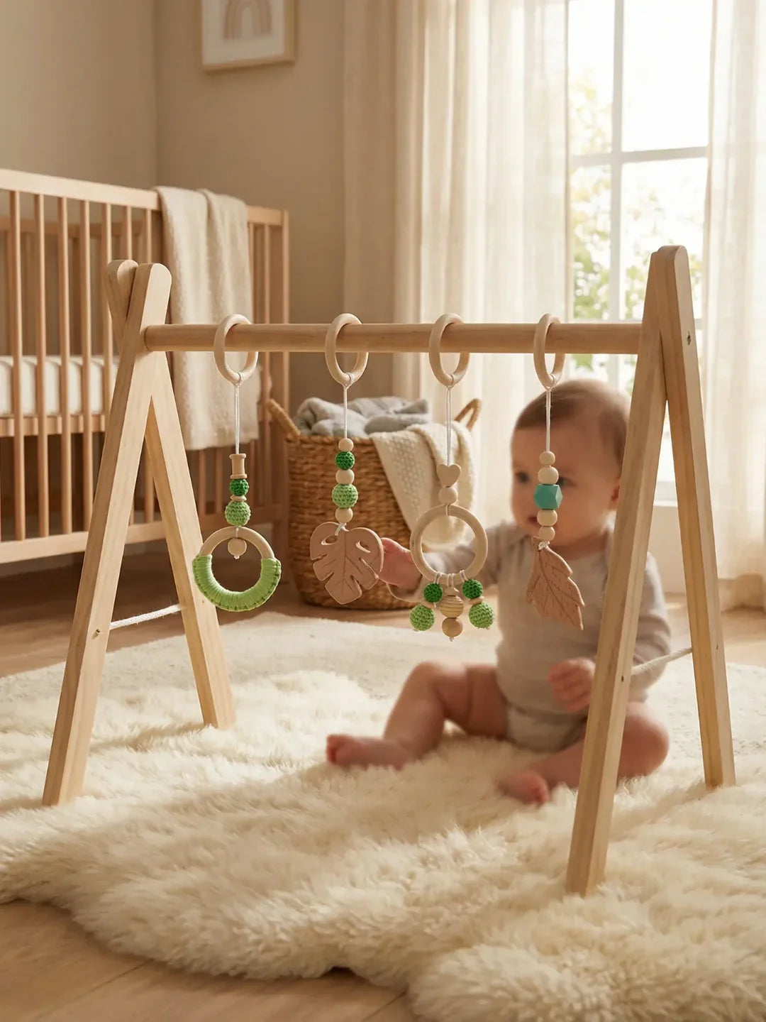 Baby Play Gym Arch With Leaf Pattern For Sensory Exploration