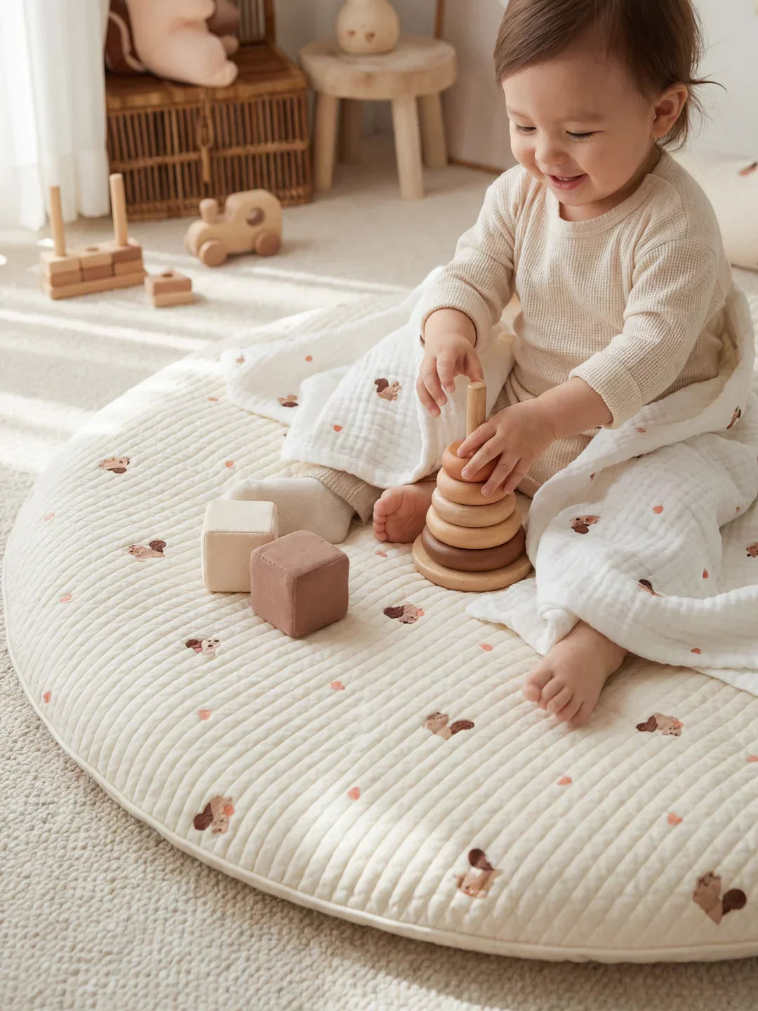 Quilted Cotton Baby Play Mat For Gentle Floor Play Sessions