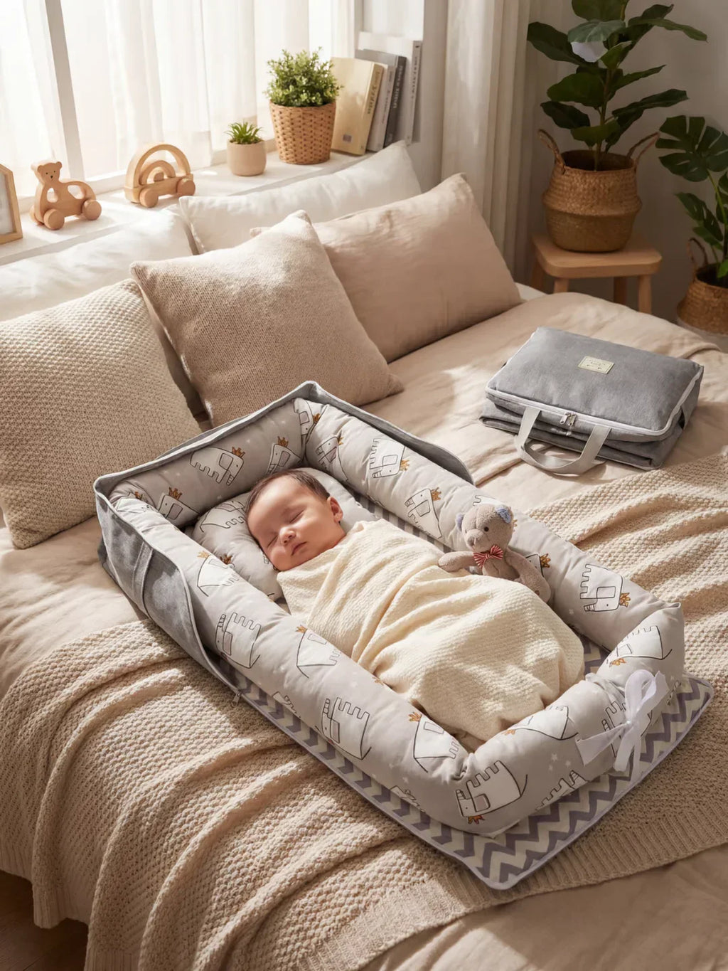 Cocon Nomade Baby Bed Reducer With Padded Cocoon And Carry Bag