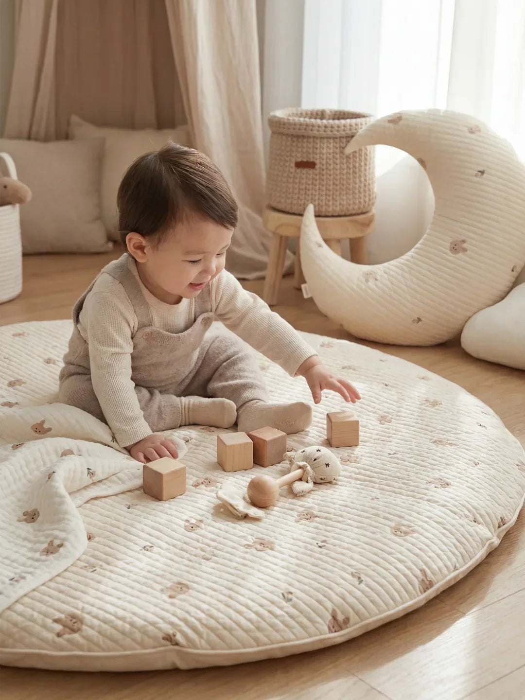 Quilted Cotton Baby Play Mat For Gentle Floor Play Sessions