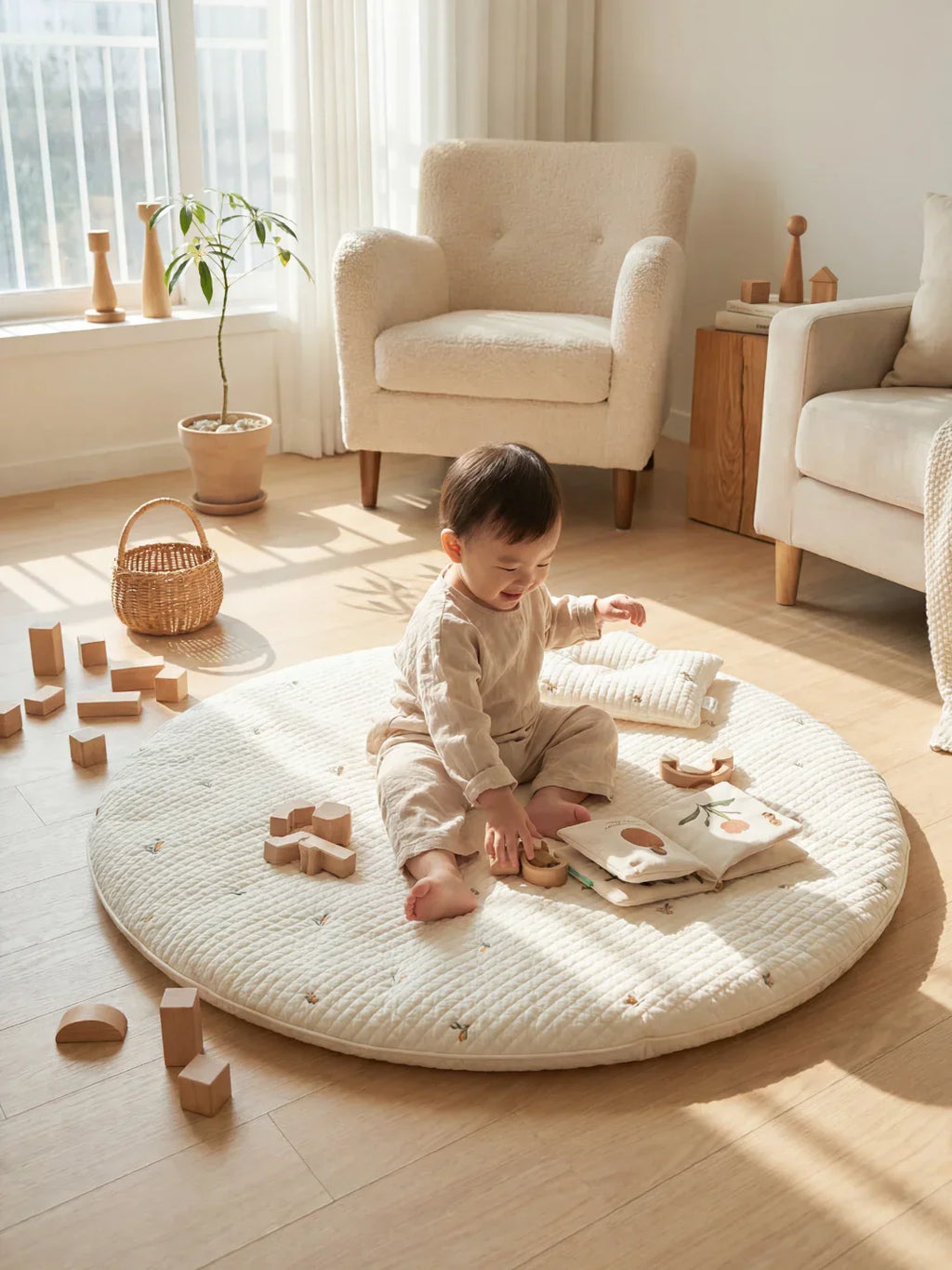 Quilted Cotton Baby Play Mat For Gentle Floor Play Sessions
