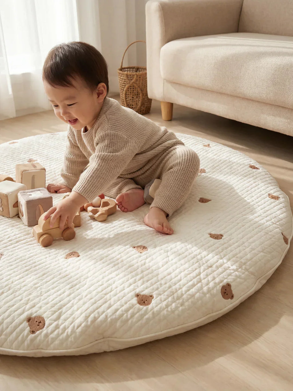 Quilted Cotton Baby Play Mat For Gentle Floor Play Sessions