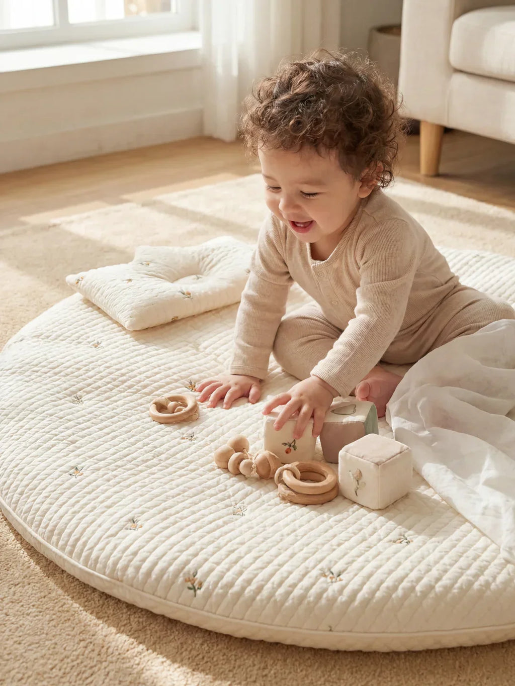 Quilted Cotton Baby Play Mat For Gentle Floor Play Sessions
