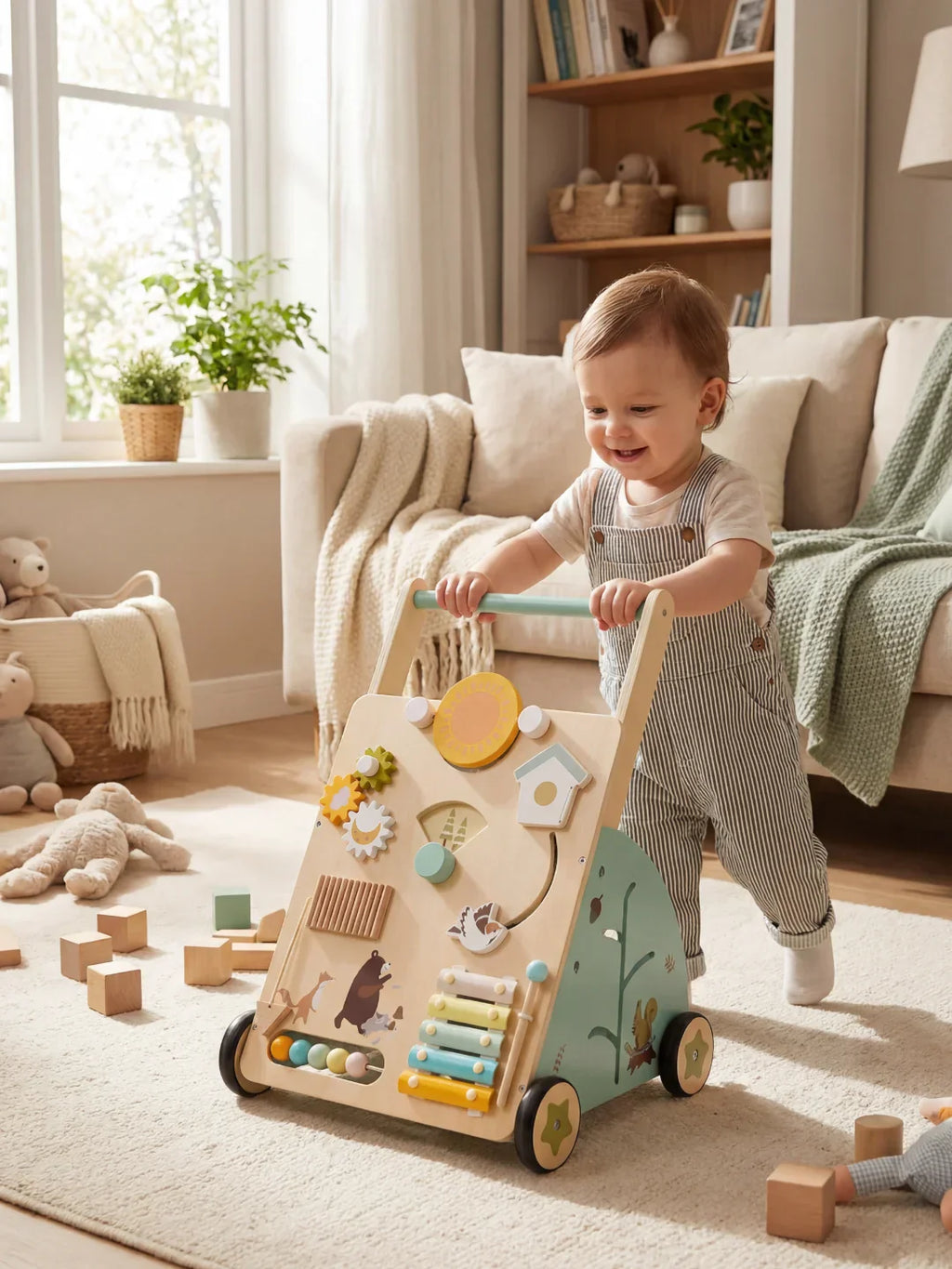 Woodland Theme Wooden Baby Activity Walker