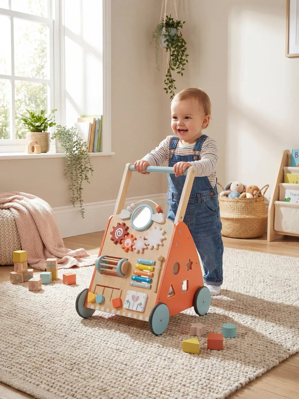 Multi-Activity Wooden Baby Push Walker