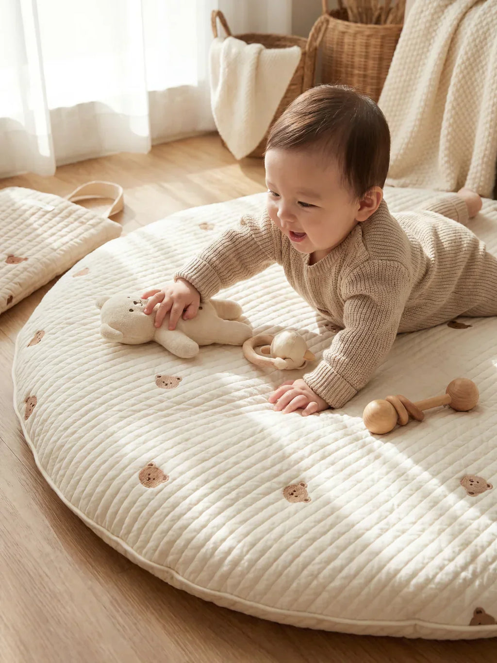 Quilted Cotton Baby Play Mat For Gentle Floor Play Sessions