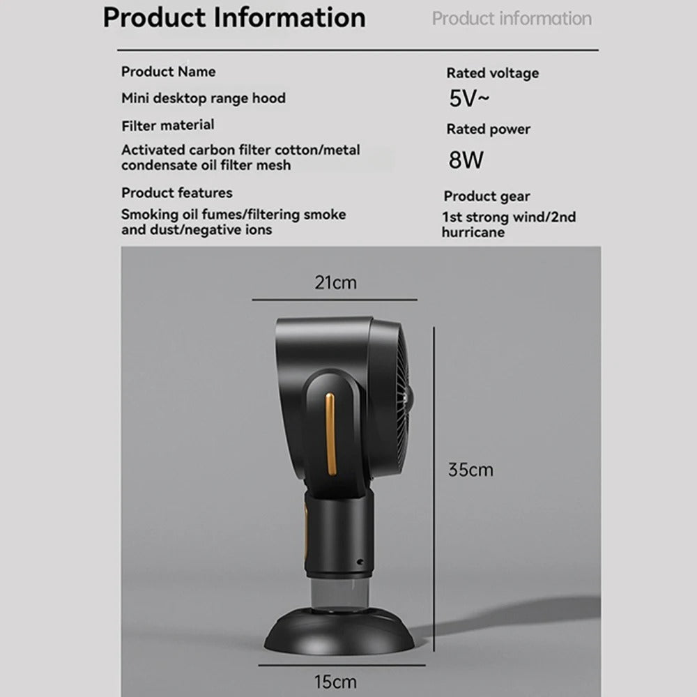 Powerful Portable Smoke Purifier Fan, Rechargeable For Home Use
