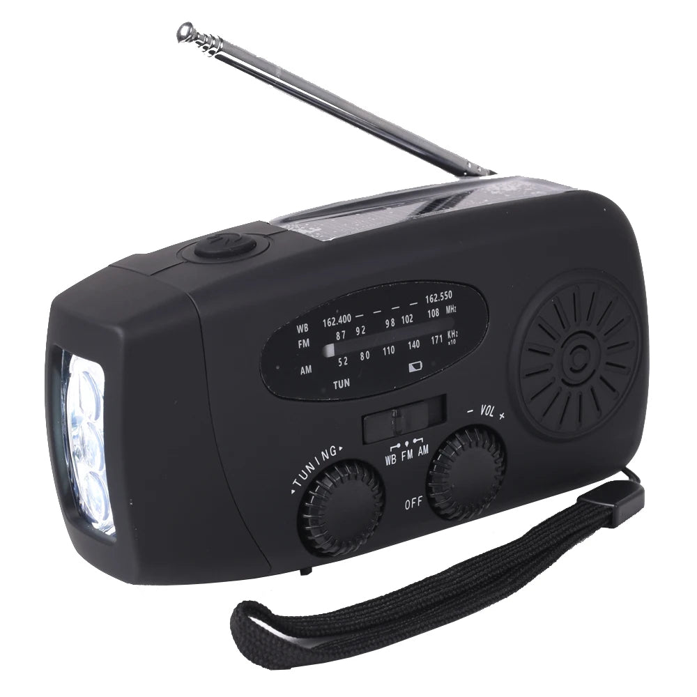 Radio à manivelle manuelle solaire LifeSaver et batterie de secours pour l'extérieur