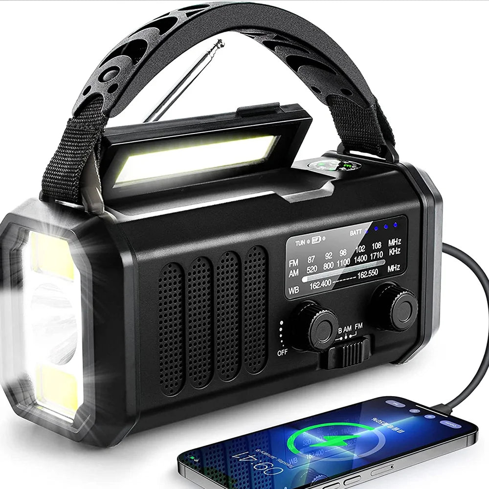 Radio solare Signa 10000mAh con manovella e meteo NOAA per campeggiatori