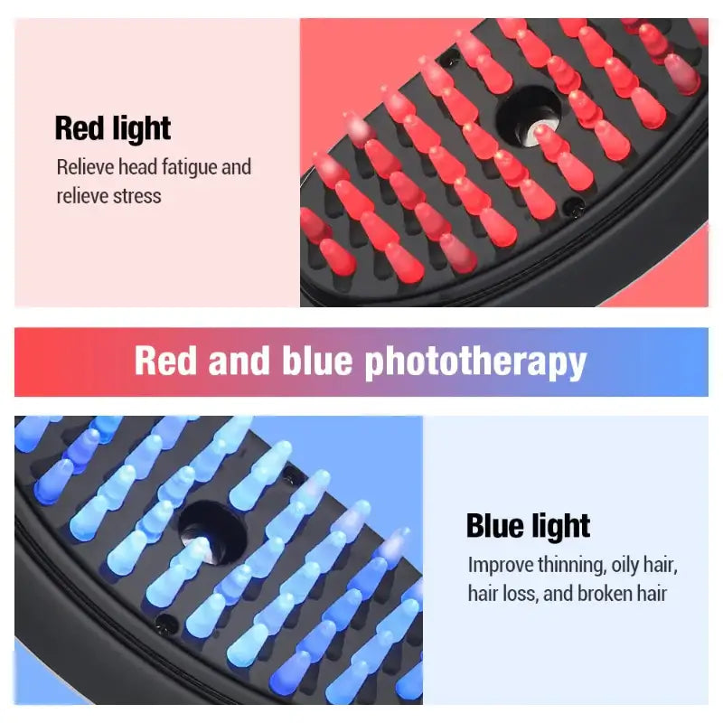 Wachstumsfördernde Rotlicht-Haarbürste mit Blue Therapy Serum