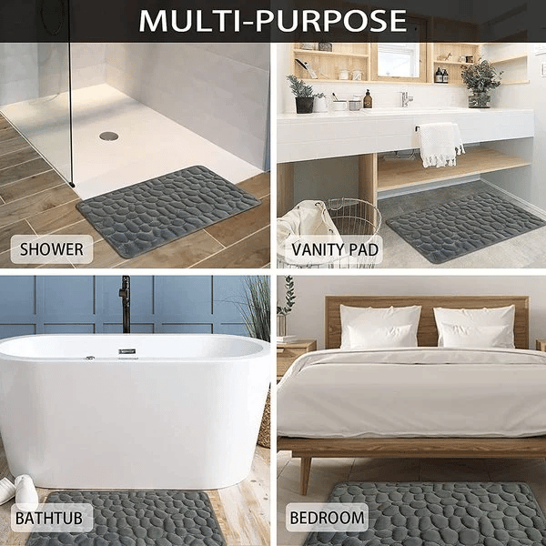 Cobblestone Bath Mat With Absorbent Comfort For Families