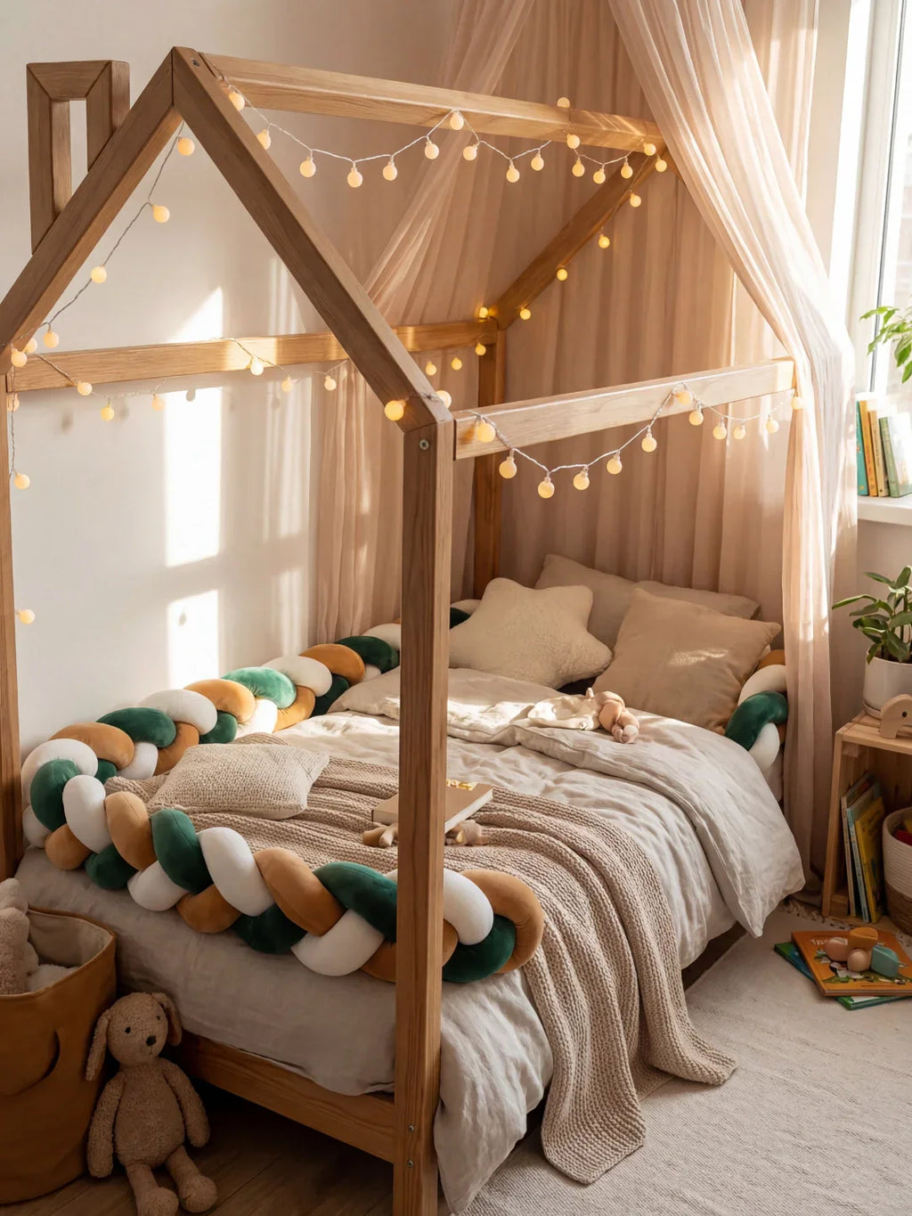 Terracotta Velvet Braided Baby Bed Bumper