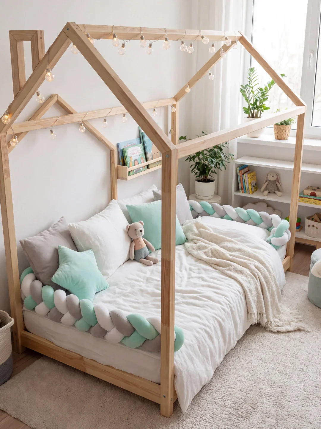 Terracotta Velvet Braided Baby Bed Bumper