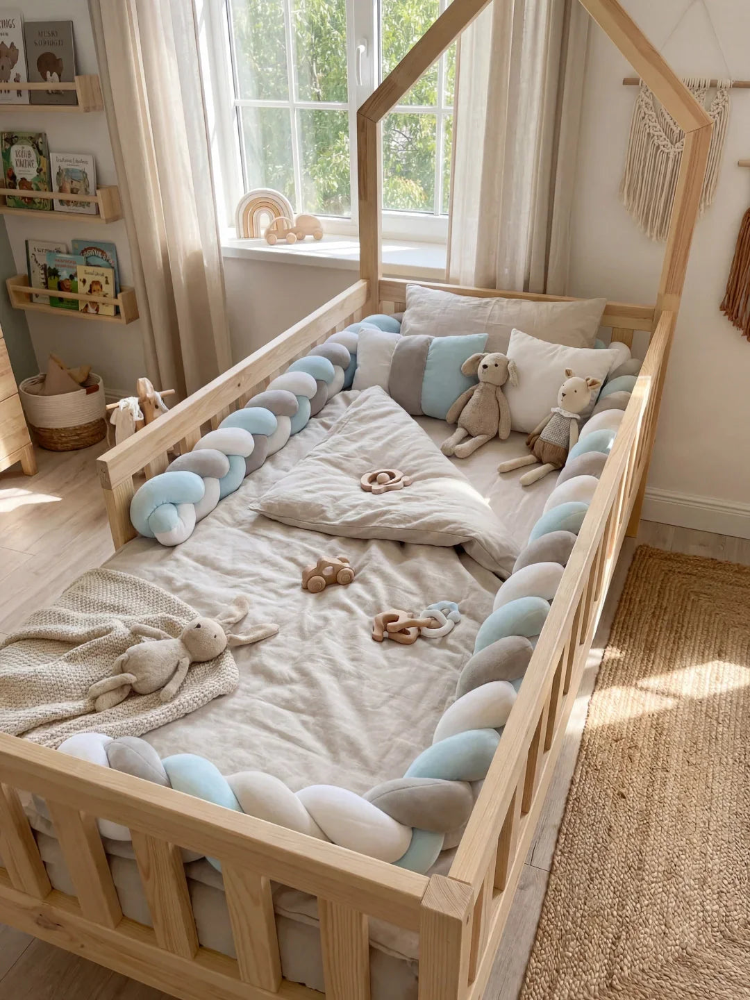 Terracotta Velvet Braided Baby Bed Bumper