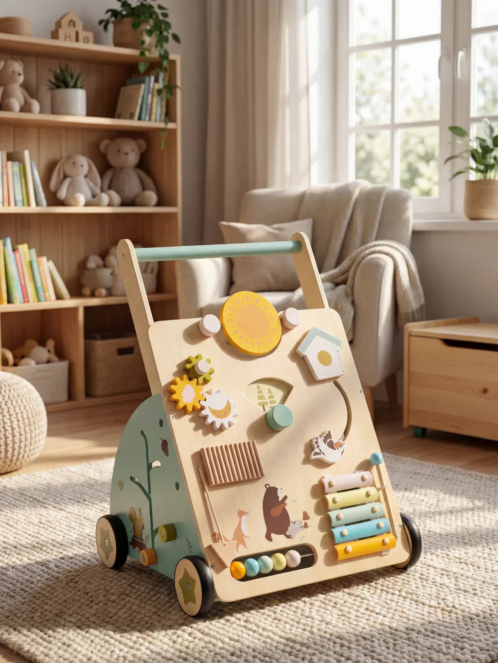 Woodland Theme Wooden Baby Activity Walker