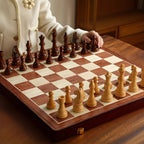 Tabuleiro de Torneio Incluído numa Coleção de Xadrez em Madeira com Peças Clássicas