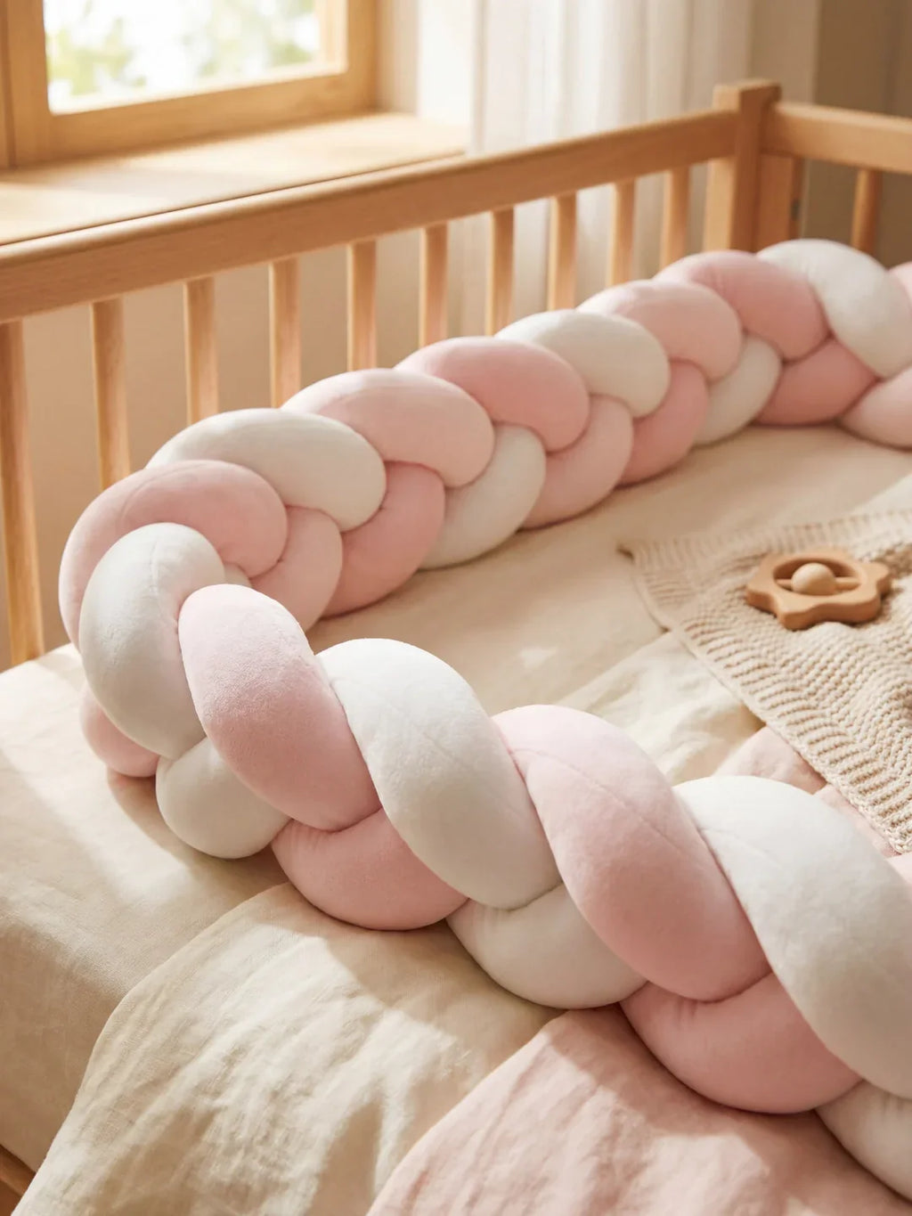 Premium Two-Tone Braided Baby Crib Bumper