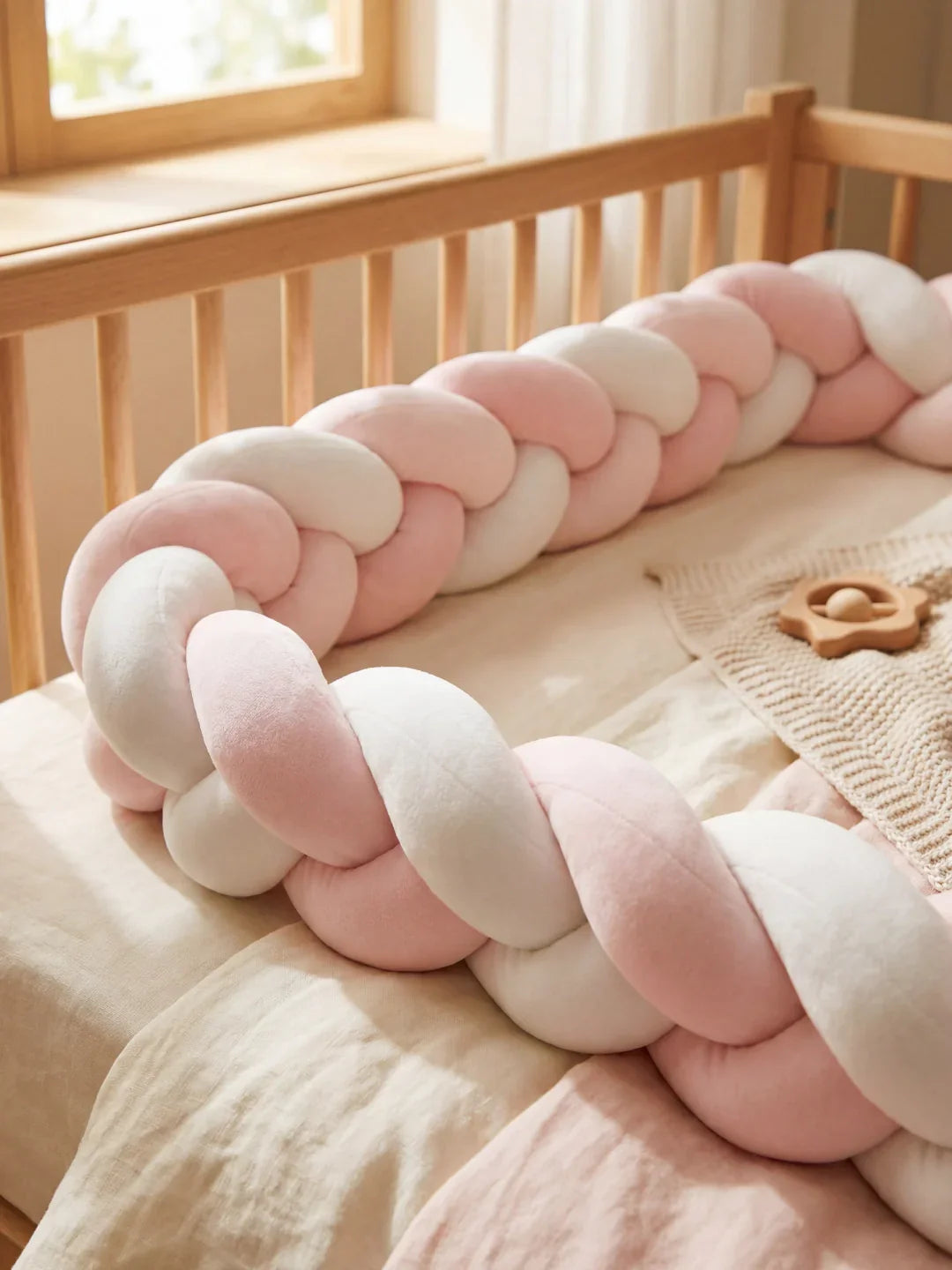 Premium Two-Tone Braided Baby Crib Bumper