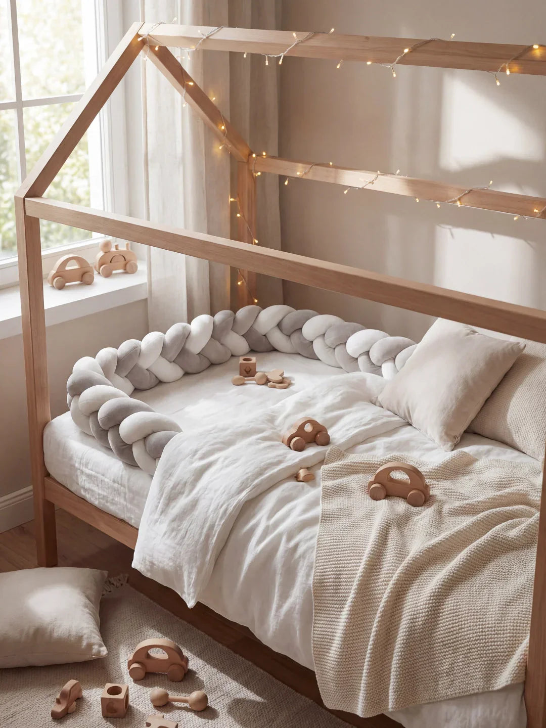 Premium Two-Tone Braided Baby Crib Bumper