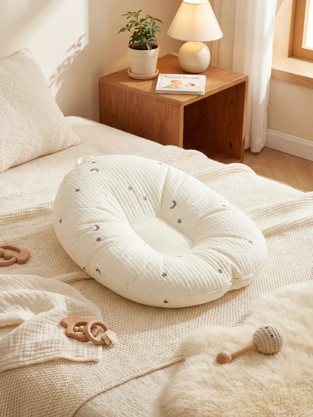 Quilted Nursing Pillow For Breastfeeding At Home For New Moms