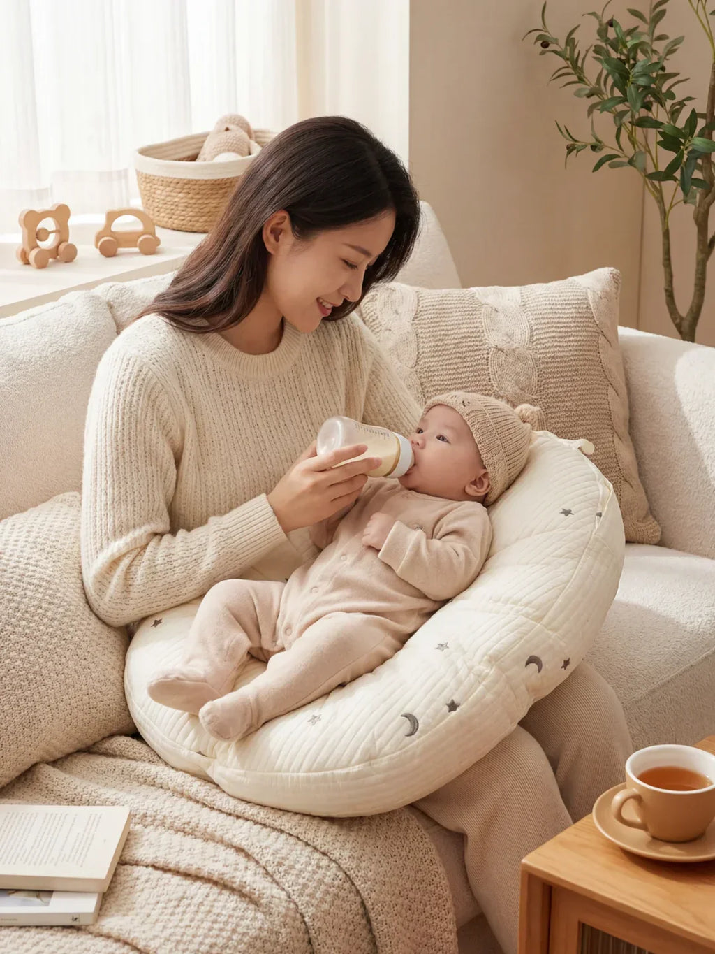 Quilted Nursing Pillow For Breastfeeding At Home For New Moms