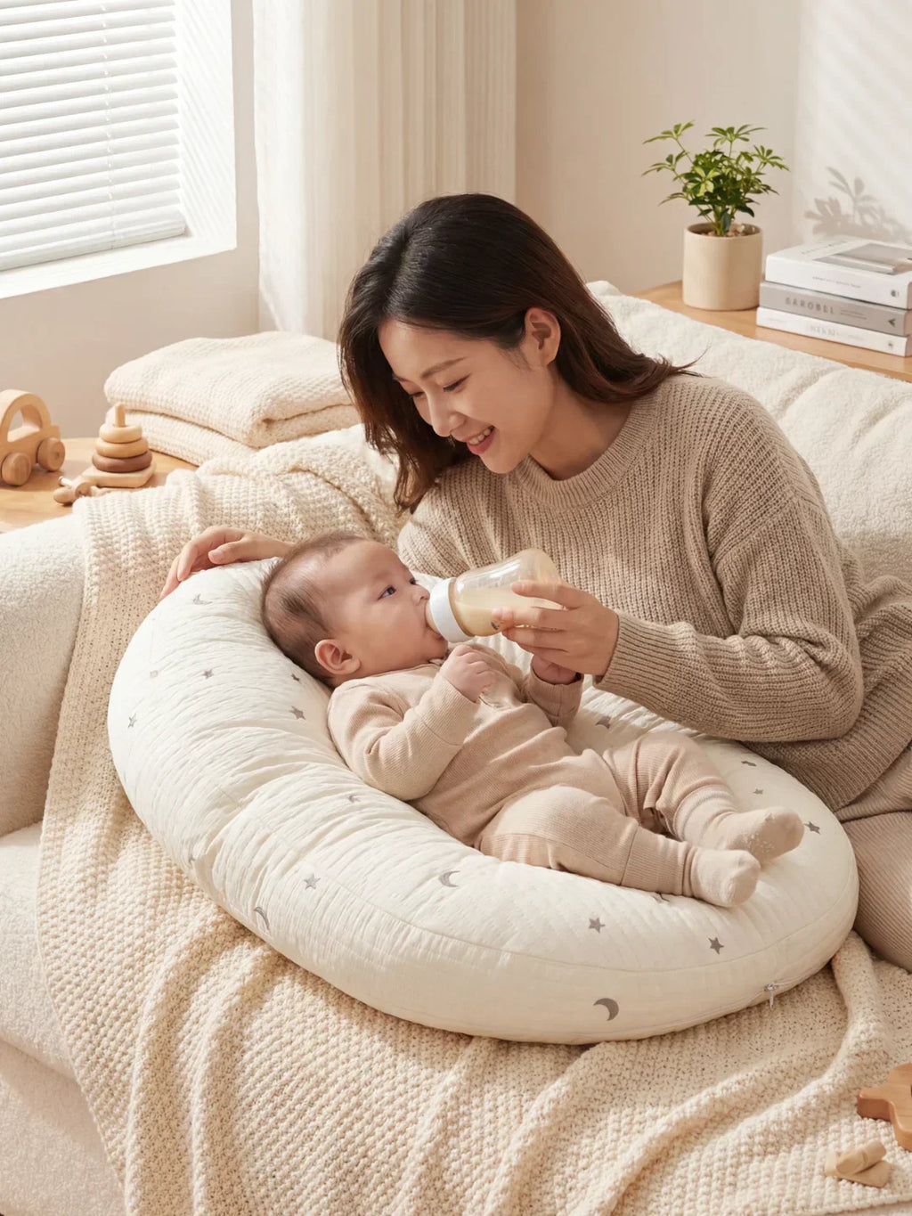 Quilted Nursing Pillow For Breastfeeding At Home For New Moms