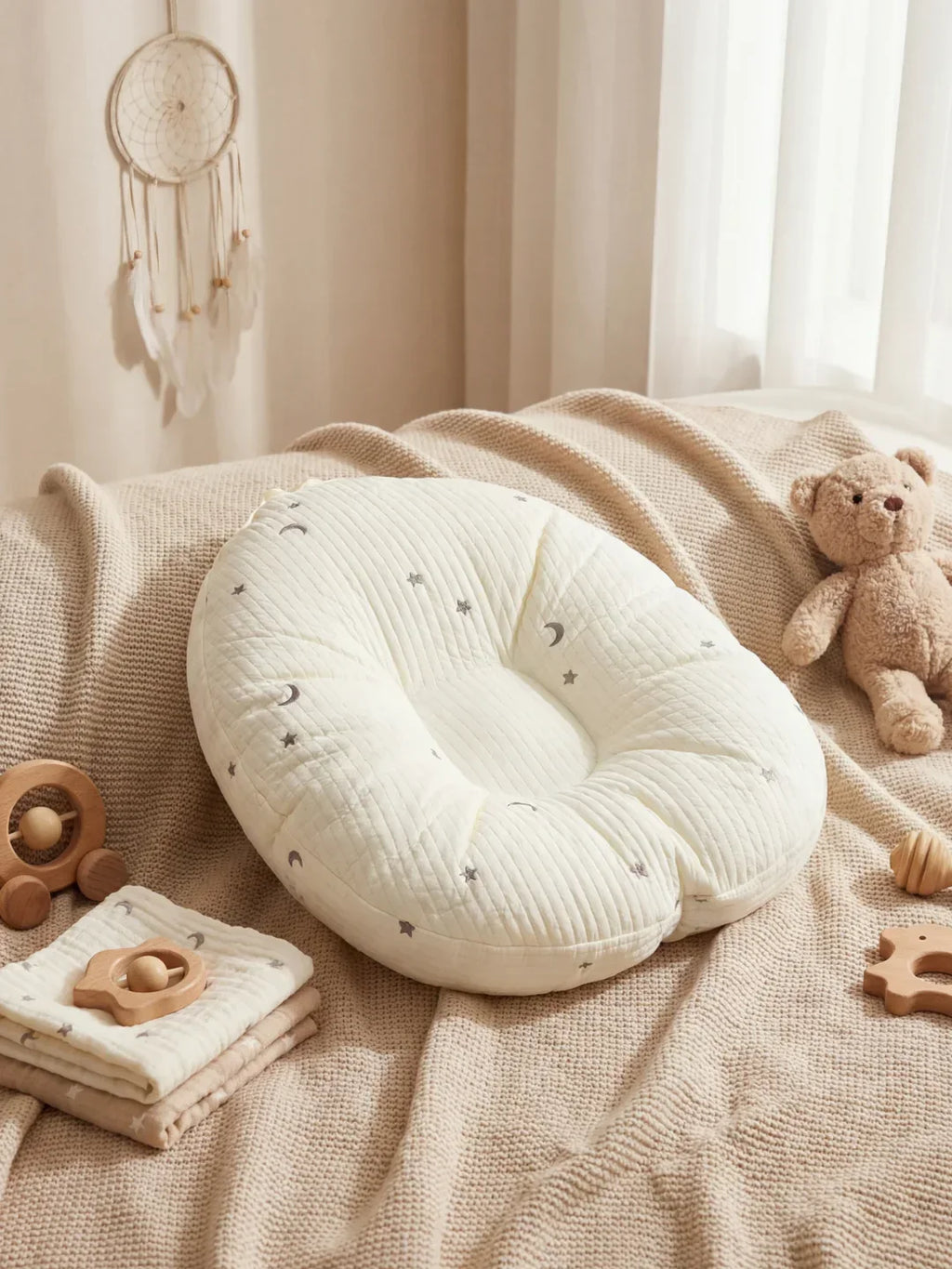 Quilted Nursing Pillow For Breastfeeding At Home For New Moms