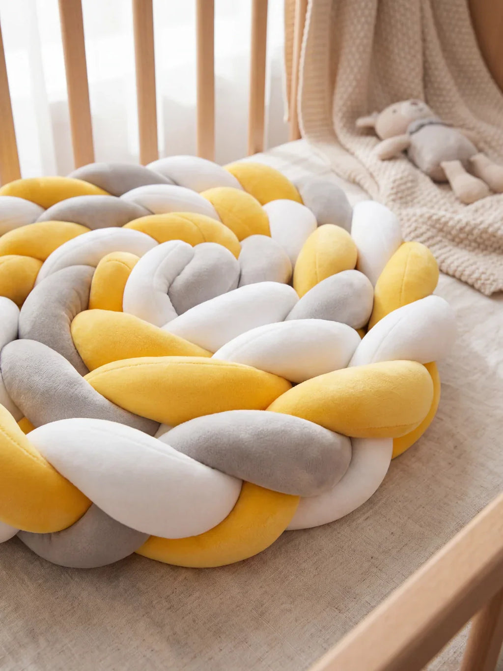 Terracotta Velvet Braided Baby Bed Bumper