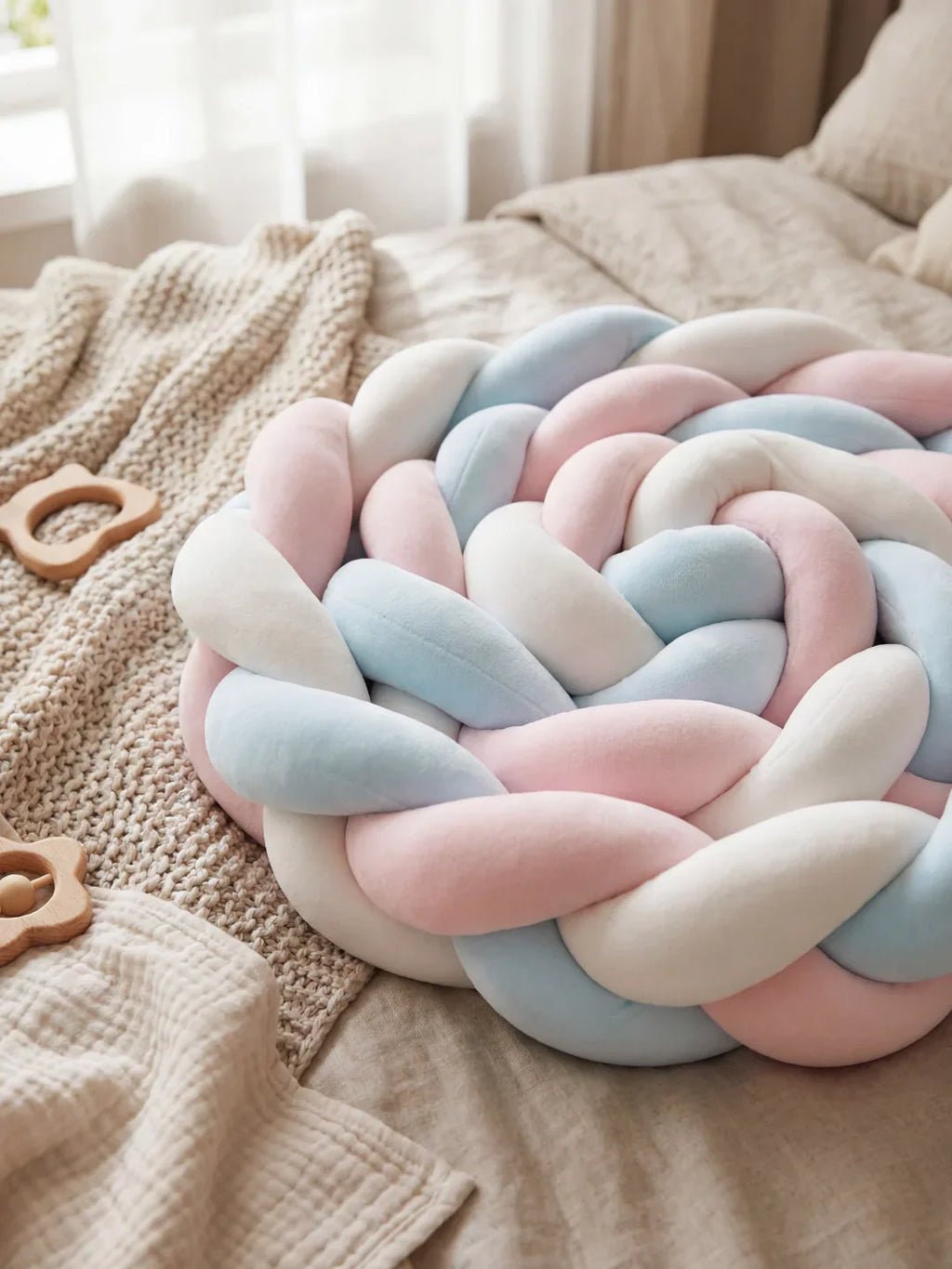 Terracotta Velvet Braided Baby Bed Bumper