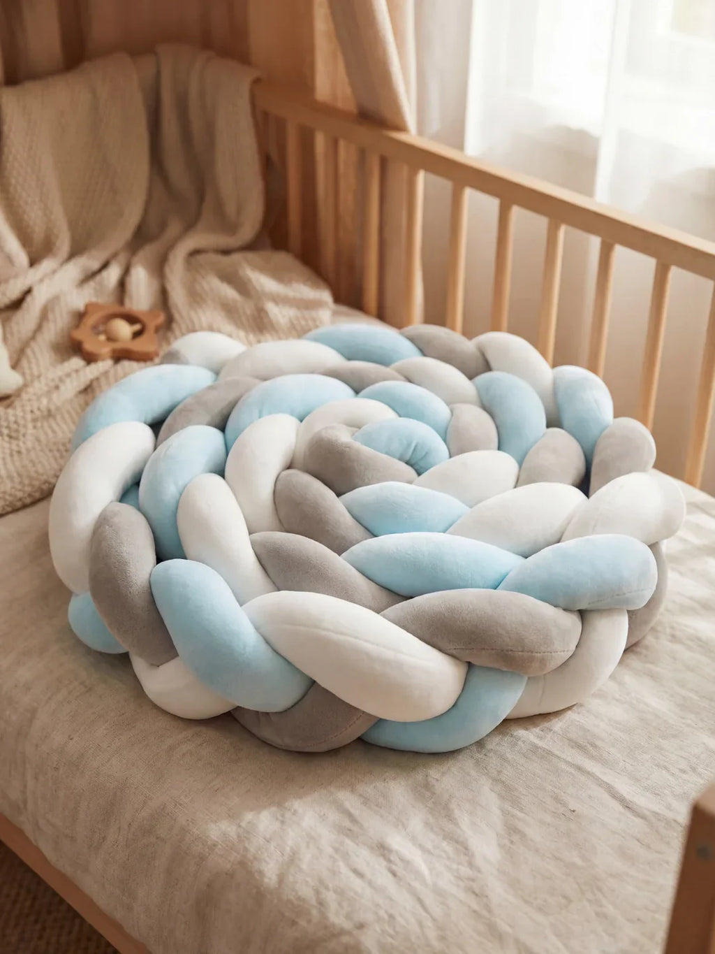 Terracotta Velvet Braided Baby Bed Bumper
