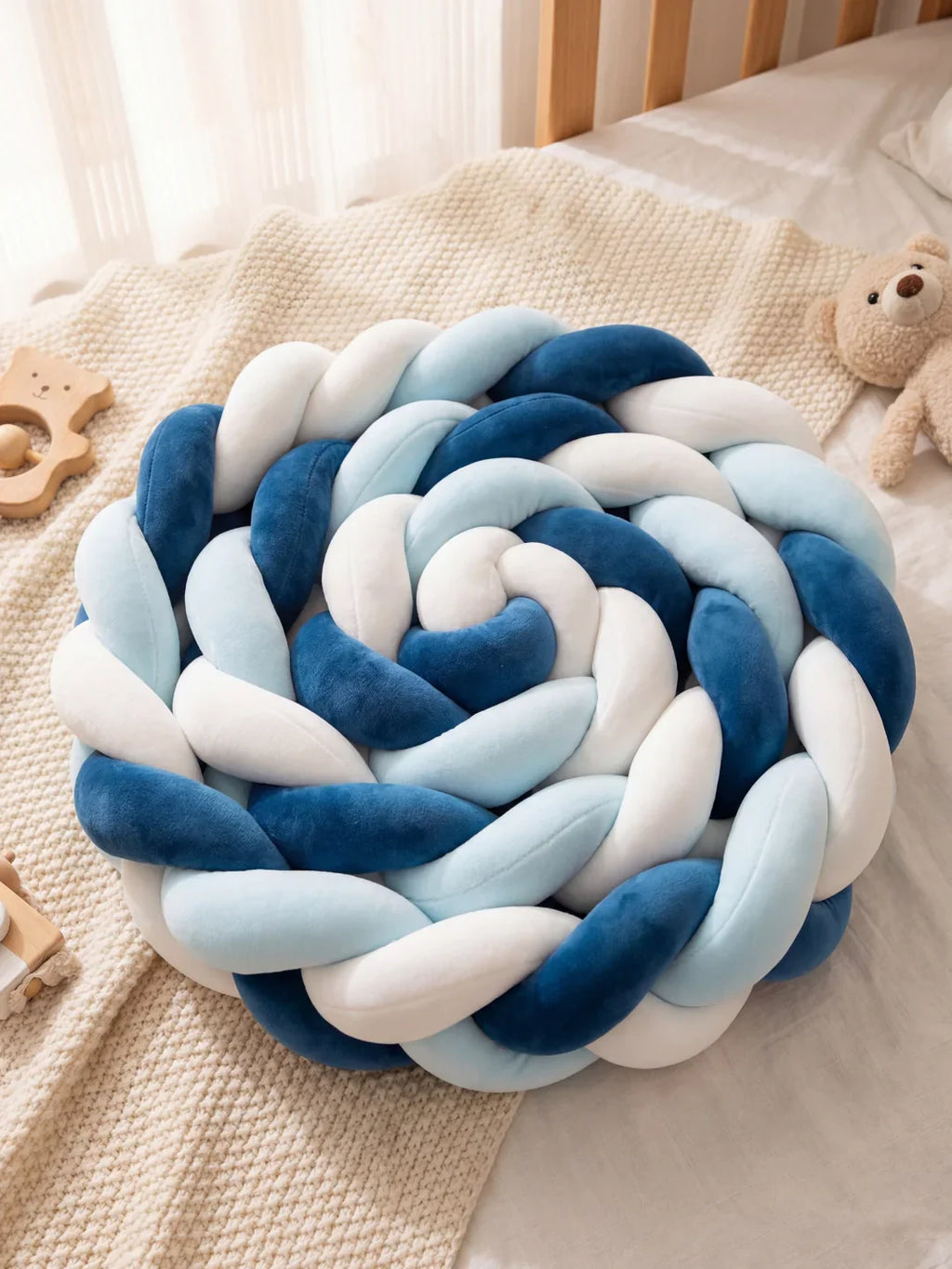 Terracotta Velvet Braided Baby Bed Bumper