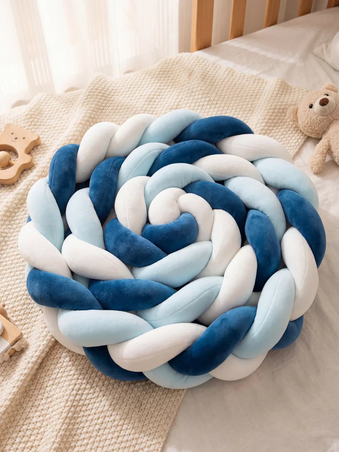 Terracotta Velvet Braided Baby Bed Bumper