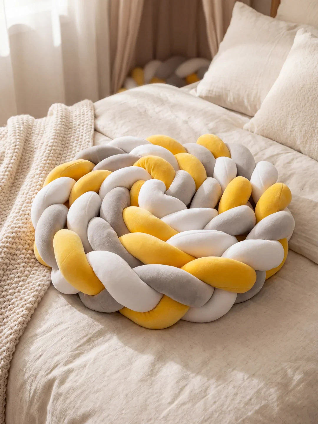 Terracotta Velvet Braided Baby Bed Bumper
