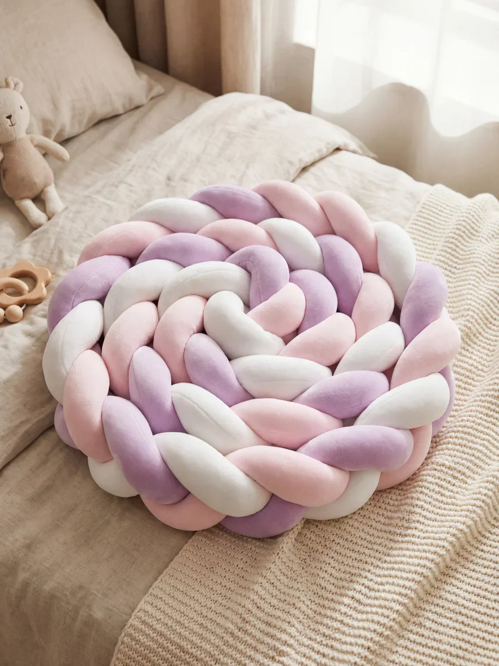 Terracotta Velvet Braided Baby Bed Bumper
