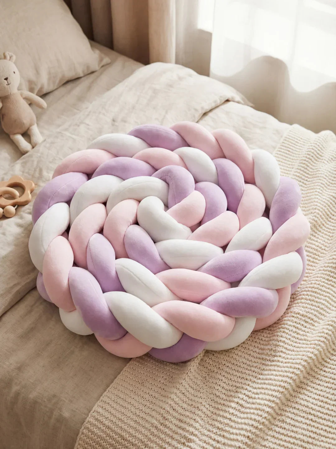 Terracotta Velvet Braided Baby Bed Bumper
