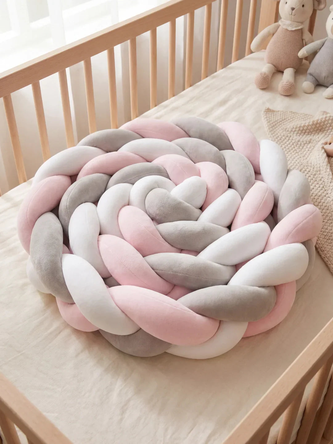 Terracotta Velvet Braided Baby Bed Bumper
