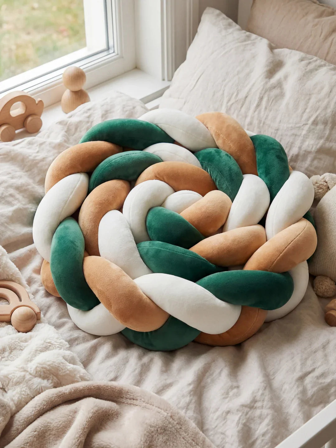Terracotta Velvet Braided Baby Bed Bumper